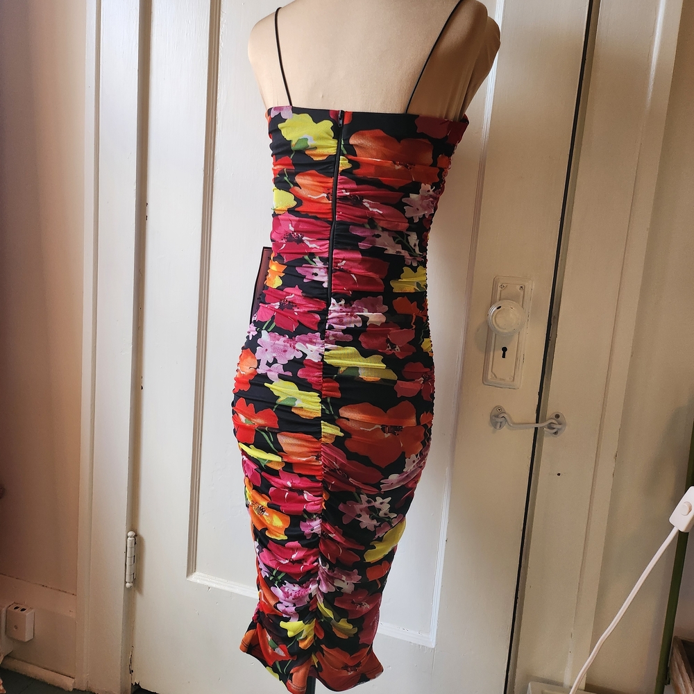 B. Darlin Floral Mesh Midi Dress NWT DAMAGED please read! - Picture 7 of 9